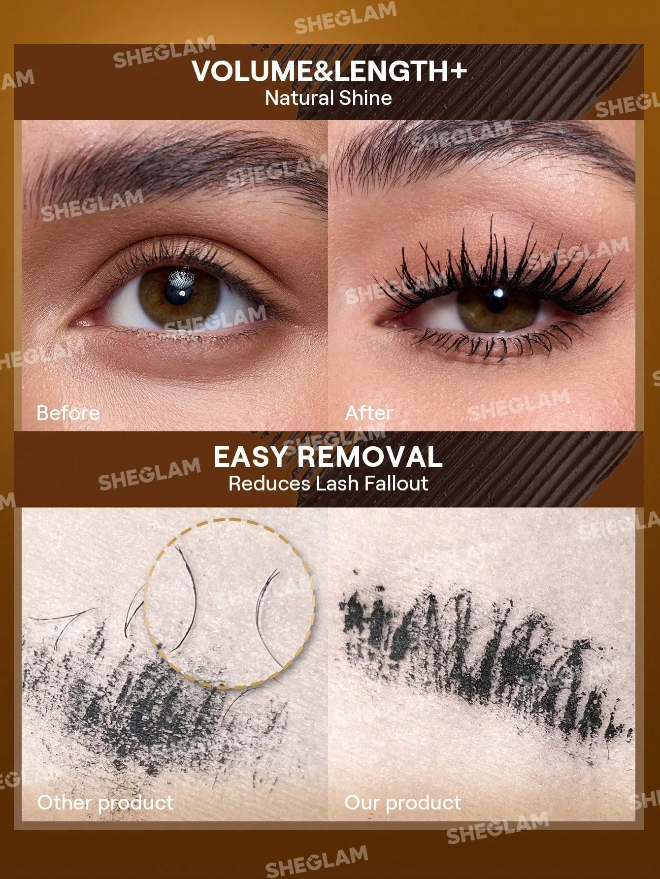 بعد از استفاده خرید ریمل شیگلم همراه سرم تقویت مژه اصل + بهترین قیمت (All-In-One 24k)